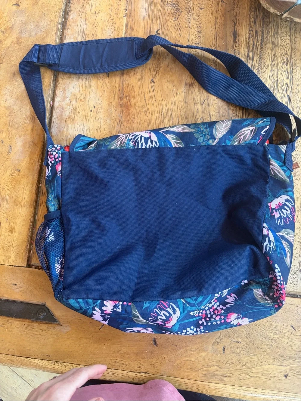 Old Navy Navy Floral Crossbody Messenger Bag Y2K